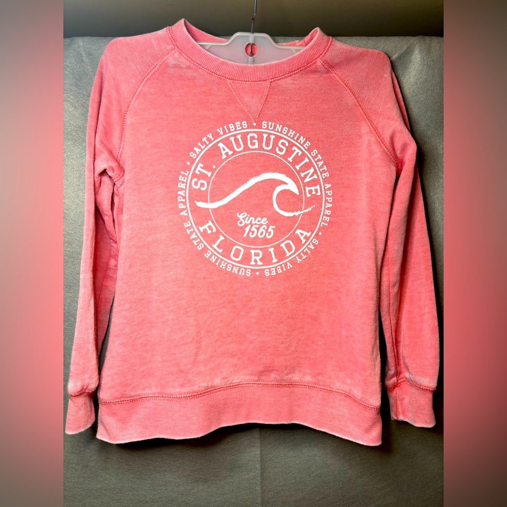 St Augustine, Florida Sweatshirt Girls/Youth Size‎ Small (6-8) Pullover Coral